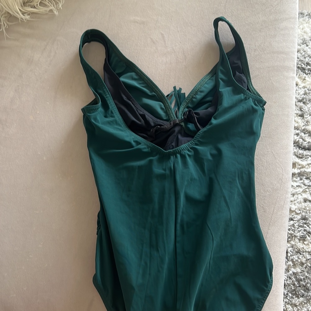 KARLA COLLETTO Fresco Fringe v-neck One-piece in Spruce Green color size 6 - Picture 3 of 7